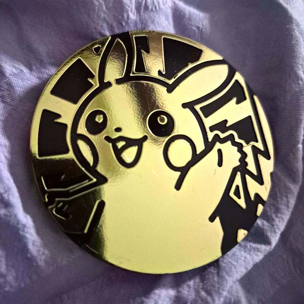 Pokémon TCG Pikachu 2in Double-Sided Embossed Metal Flip Coin Black/Gold 2020
